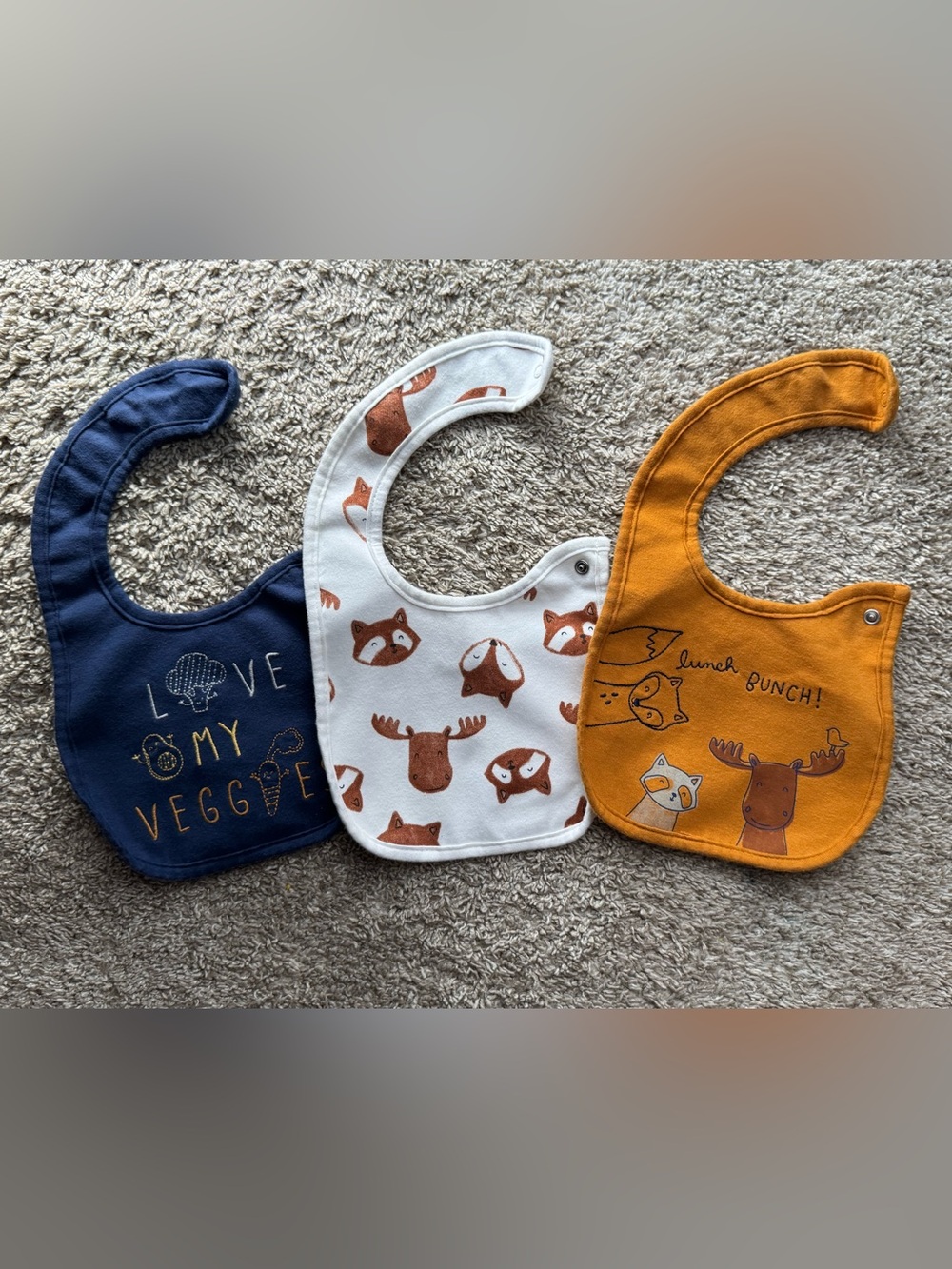 Just One You by Carter’s Baby Bib Set Woodland Fox Moose Bear 3 Pack One Size